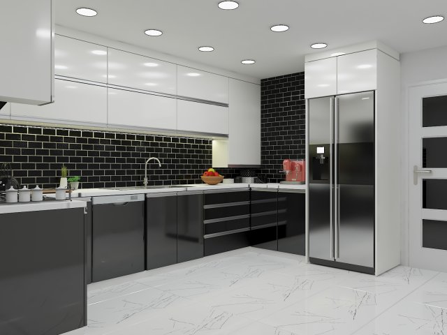 3D-Mutfak-Tasarım-Siyah beyaz